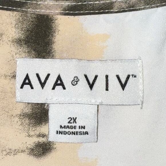 Ava & Viv Dress Womens 2X Multicolor Boho Abstract Striped Belted Casual Popover - Picture 5 of 8